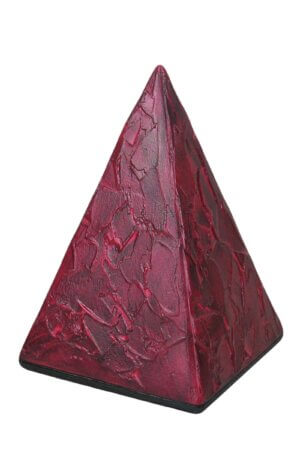 Ceramic Pet Urn pyramid shaped in red