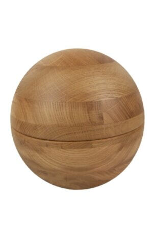 Oak wood urn round shape
