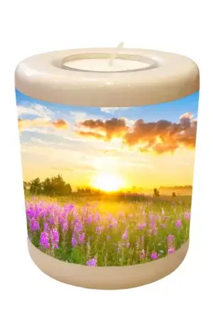 Memorial light with lavender field